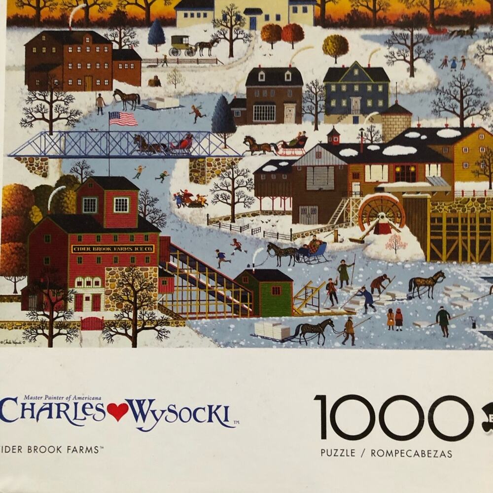 Charles Wysocki 1000 piece puzzle “cider brook farms” complete with poster